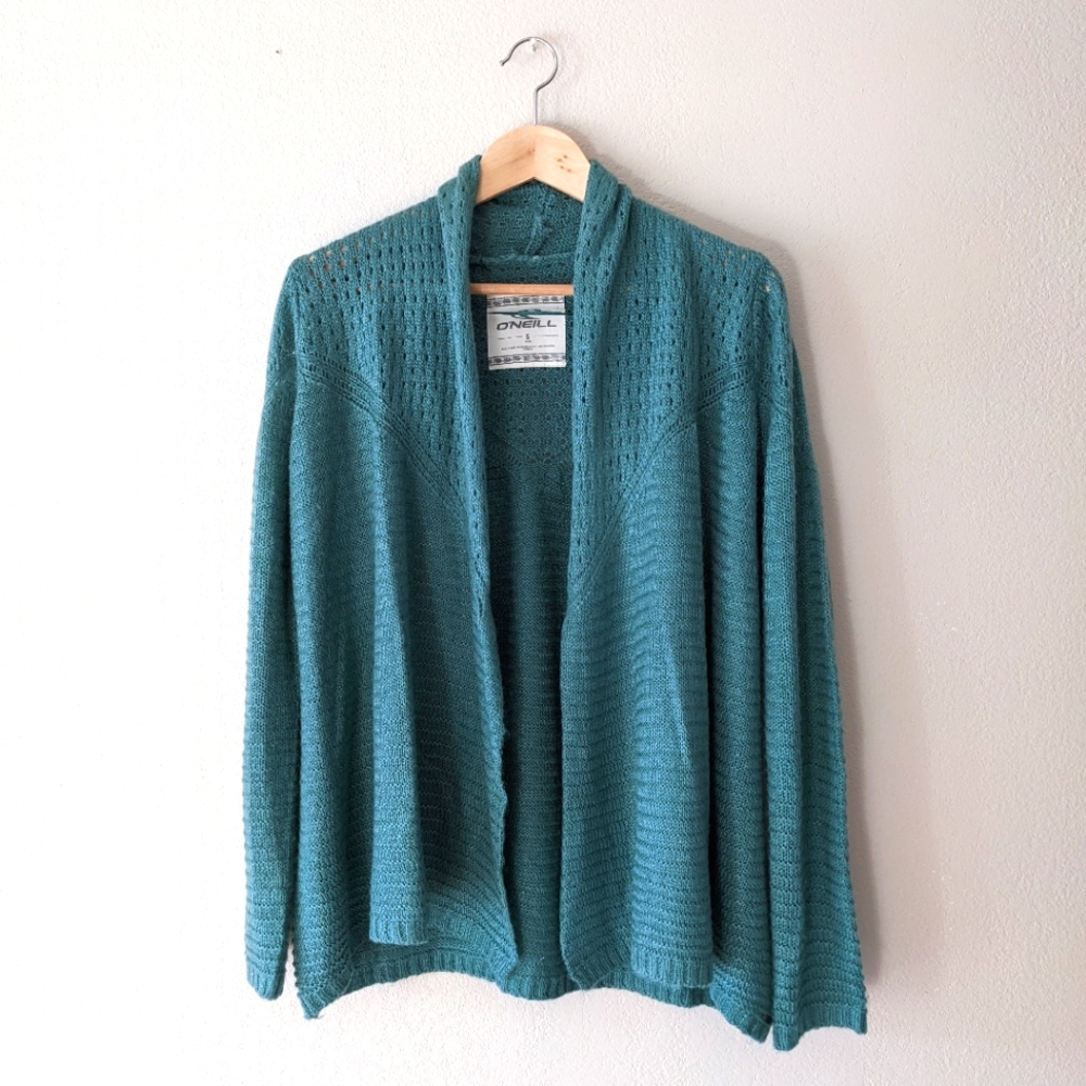 O'Neill Needles Wrap Cardigan Sweater Turquoise Small